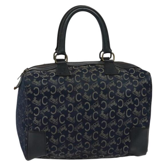 CELINE C Sulky Boston Bag Canvas Navy